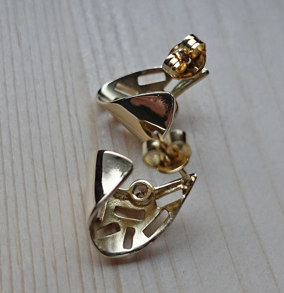 Brillant Ohrringe Ohrstecker 375 9kt Gold mit Diamanten massiv Brillanten ♦️8398 - Bild 2 von 4