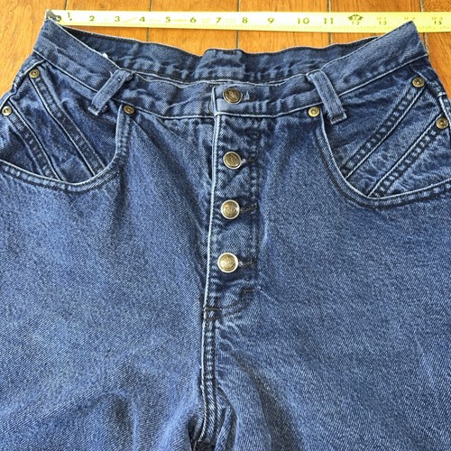 Vintage Größe 11 Zena Button Fly Jeans konisches Bein dunkelblau gewaschen. Siehe Fotos - Bild 4 von 14