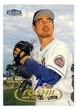 Masato Yoshii autographed baseball card (New York Mets) 1998 Fleer #400