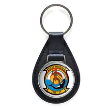 HSL-37 'Easy Riders' Black Leather Keychain Silver Keyring Military Gift