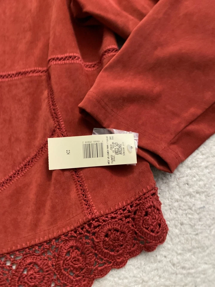 Koret Women Velvet Long Sleeve Shoulder Pads Button-Up Jacket Red Brown Size 22W - Image 3 of 4