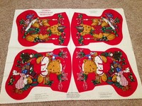 Teddy's Christmas Stockings - Fabric Panel - Cotton Teddy's Christmas Stockings - Fabric Panel - Cotton