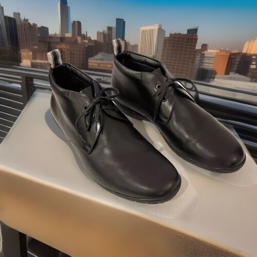 Salvatore Ferragamo Italien schwarz Kalbsleder Chukka Stiefel Herren Gr. 10 Komfortsohle - Bild 5 von 15