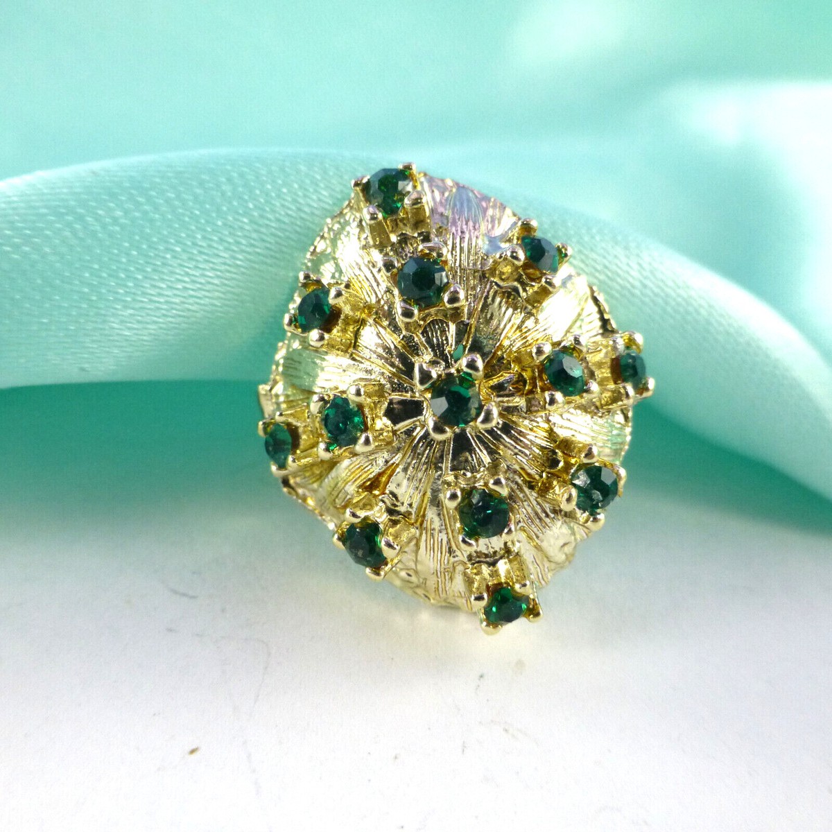 Ajojewel Big Green Resin Stone Ring With Black Rhinestones - Vintage Style Statement Ring, Size 8 - View #5