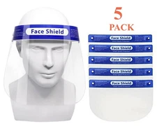 Tektrum Reusable Safety Face Shield for Face Eye Head Protection (5 Pack)