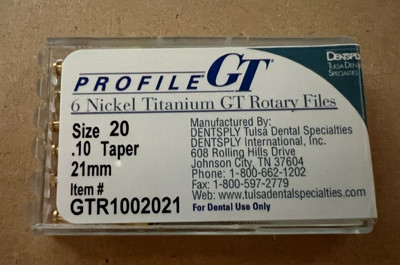DENTSPLY PROFIL NICKEL TITANIUM GT ROTIERENDE FEILEN PK 6 GRÖSSE 20,10 KEGEL 17/21 MM
