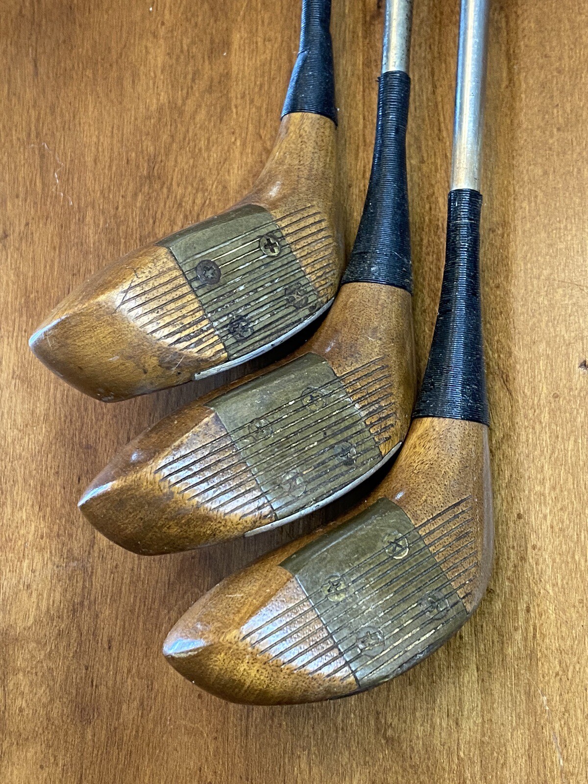Persimmon Golf Clubs by Pedersen 1 Driver 2 Woods Steel Shaft Lot of 3