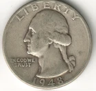 USA - 1948P - Washington ¼ $ - Silver Eagle - no mint mark - #14684RG