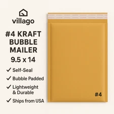 #4 Kraft Bubble Mailers 9.5x14 Self Seal Padded Envelopes Shipping Bags