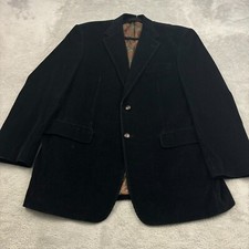 Lauren Ralph Lauren Corduroy Blazer Mens 44L Black Paisley Lining Cigar Lounge