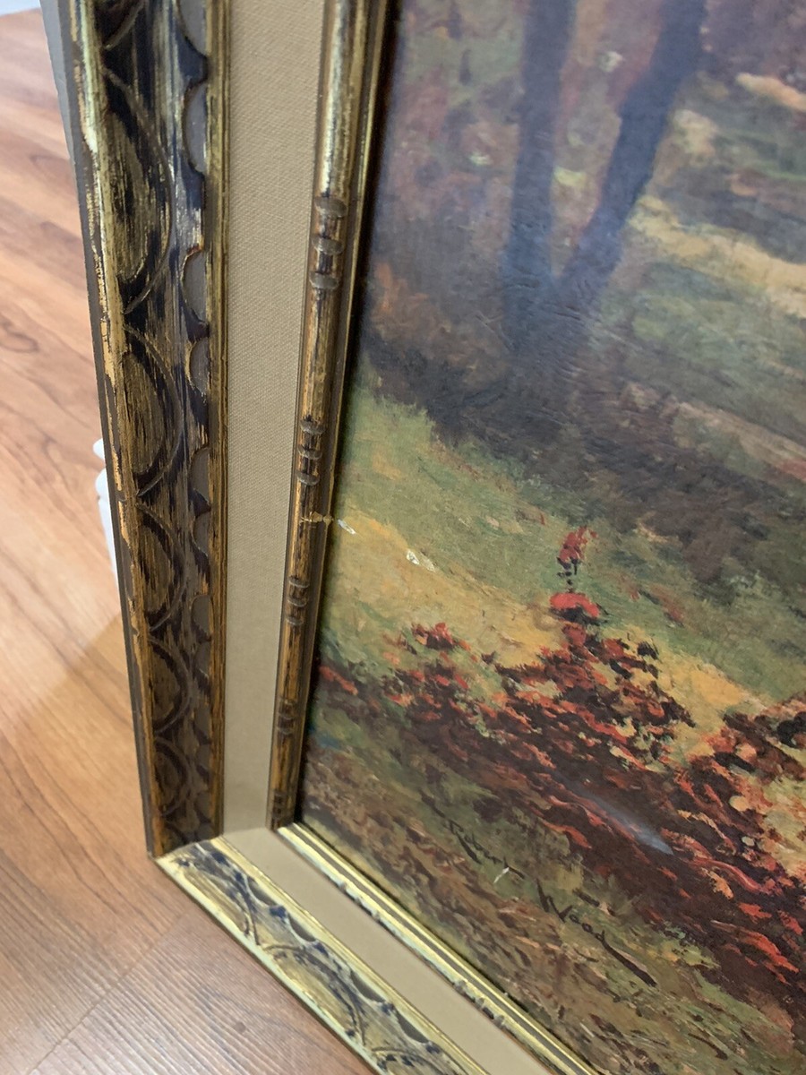 Vintage Art Robert Wood Pine And Birch Signed Framed Reproduction