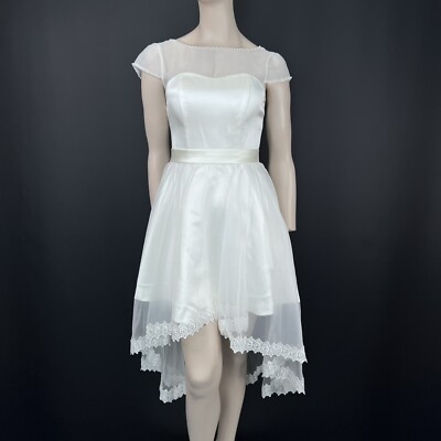 JJ's House Größe 10 Brautkleid neu mit Etikett High-Low Spitzensaum standesamtliche Trauung