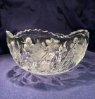 Pairpoint American Brilliant Cut Crystal Bowl Daisy Butterfly Sawtooth Rim RARE