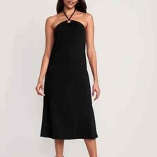 Old Navy size XS NWT black Slub-Knit Halter Midi Shift Dress for Women