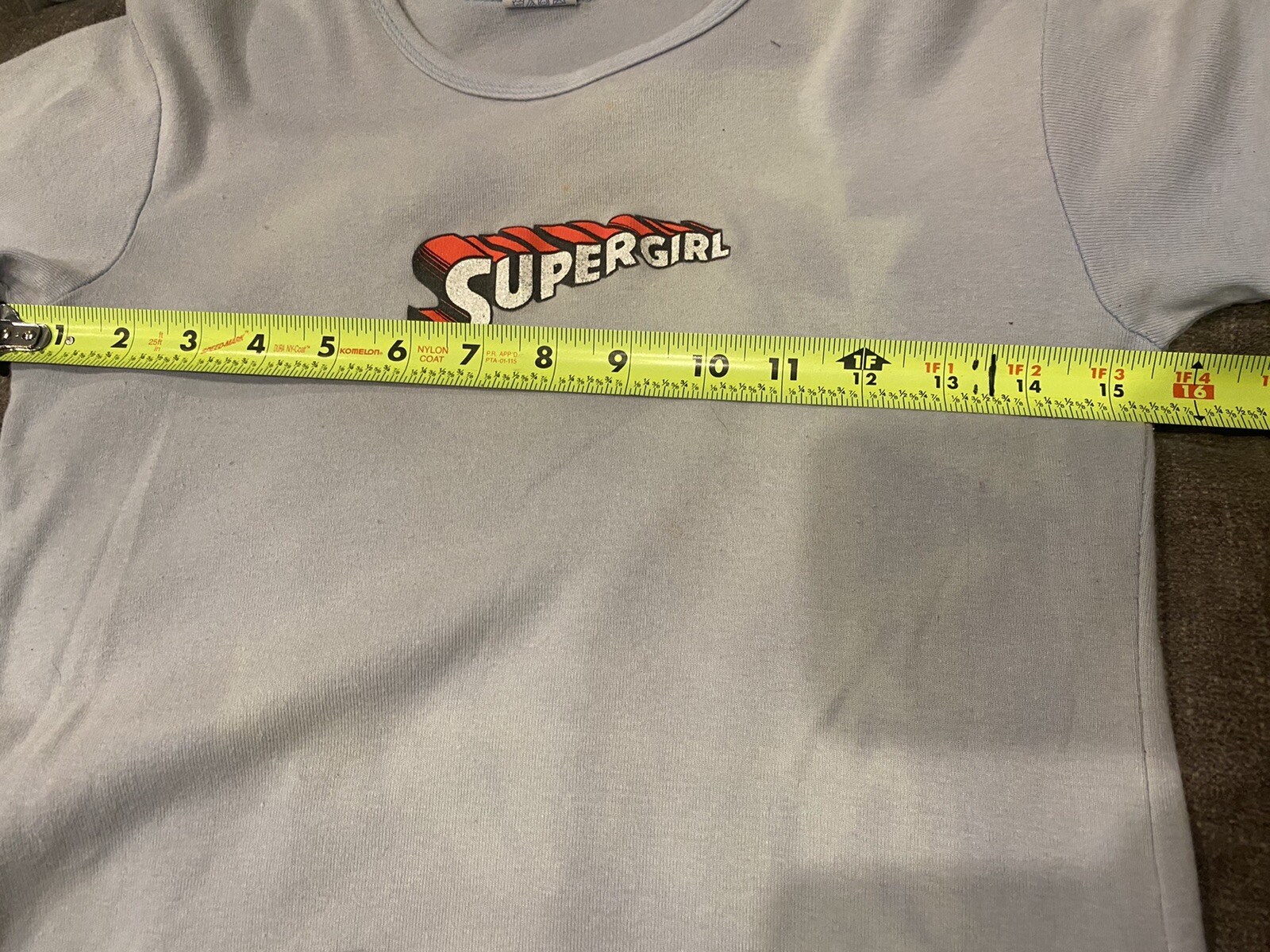 VINTAGE Babydoll Supergirl Tee Shirt Thrashed Juniors… Gem