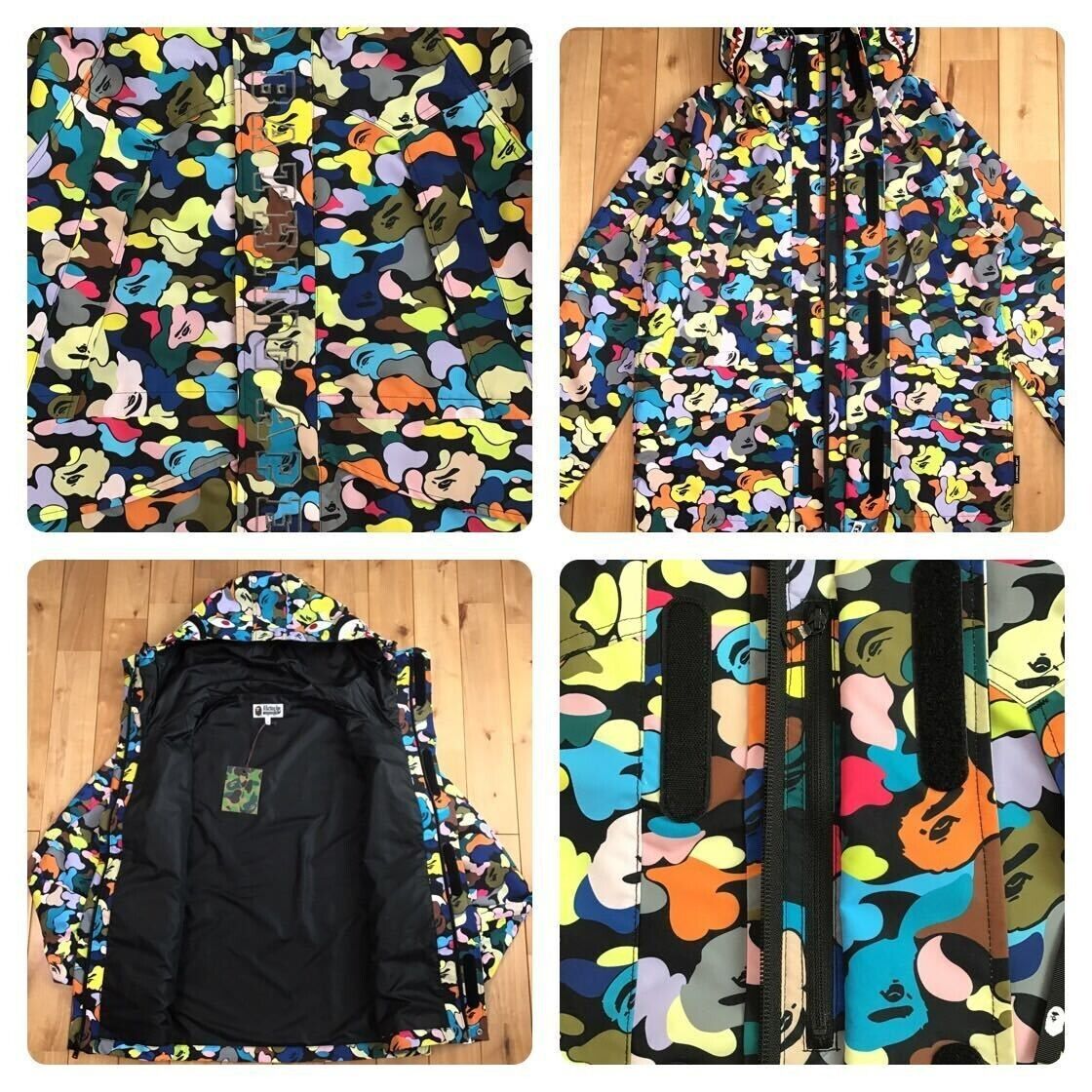 BAPE multi camo shark hoodie snowboard jacket A Bathing Ape BAPE multi camo shark hoodie snowboard jacket A Bathing Ape