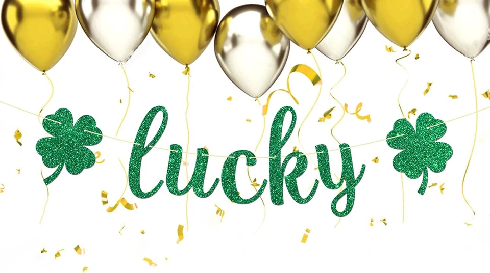 Banner de la suerte - Decoración de pancarta de fiesta del día de San Patricio - Trébol de cuatro hojas de la suerte Foto 4 de 4