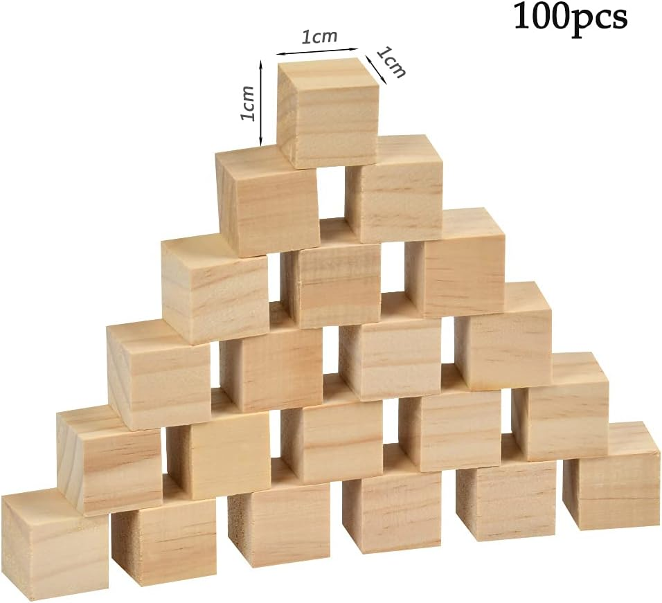 100 Stück Unlackierte Holzblöcke Mit Blattmuster - Bastelbedarf Für DIY Projekte