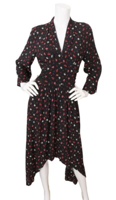 Ba&Sh Lilia Dress Womens Medium Black Floral Multi Asymmetric Midi Lady