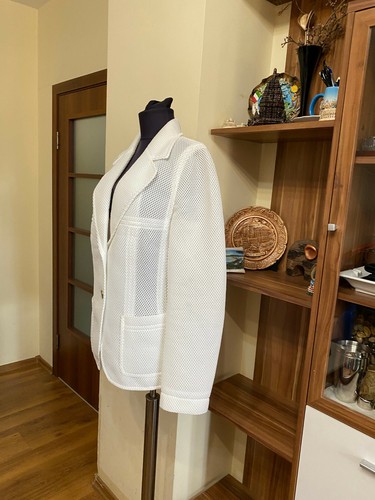 ESCADA WHITE TEXTURED MESH FABRIC TEXTURED STYLISH BLAZER-SIZE 42 - Picture 5 of 12