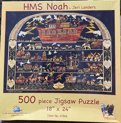 Sunsout 500 Piece HMS NOAH Noha's ARK jeri Landers Jigsaw Puzzle 18x24 vintage