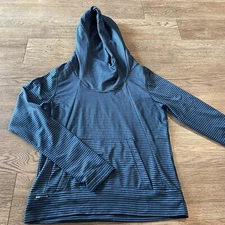 LOLE Esma Stripe Hoodie Marine Blue Womens Medium