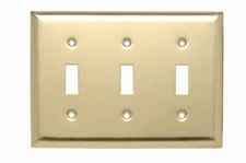  P&S Polished Solid Brass 3-Gang Toggle Wallplates Switch Cover SB3-PBCC10