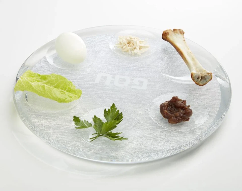 APELOIG CLEAR SILVER ACRYLIC SEDER PESACH PASSOVER PLATE SERVER TRAY 11.32" NEW - Image 2 of 4