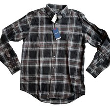 Izod Black Plaid Flannel Shirt Mens Size Small Super Soft Flannel Button NWT