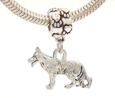 German Shepherd Charm on Pawprint Slider for Bracelet or Necklace