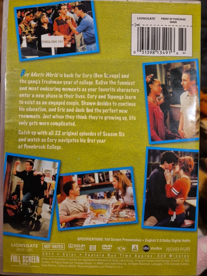 BOY MEETS WORLD DVD THE COMPLETE SIXTH SEASON CULT TV SERIES 6 BEN SAVAGE - Image 2 of 3