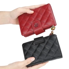 RFID Blocking Women Leather Wallets Bifold Zipper Card Holder Mini Purse Handbag