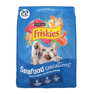 Dry Cat Food with Salmon Tuna Shrimp and Seaweed Flavor Seafood Sensations 22 lb