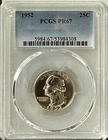 1952 SILVER PROOF WASHINGTON QUARTER PCGS PR67, CLEAR BRILLIANT SURFACES