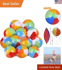 Durable Inflatable Beach Balls   12-inch Rainbow Fun for Summer Pool Games