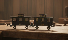 Cast Iron Train Caboose 404 Miniature Collectible with Golden Details
