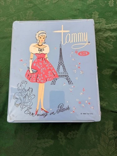 1960s IDEAL TAMMY DOLL + EVENING IN PARIS CASE + VINTAGE CLOTHES ACCESSORIES LOT