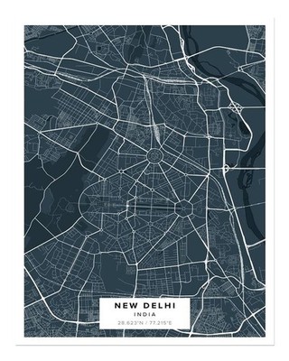 New Delhi Map Poster Wall Art - Urban Style Decor Premium Quality