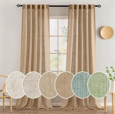 MIULEE Brown Linen Curtains 108 Inches Long for Bedroom Living Room