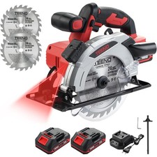 TEENO Cordless Laser Circular Saw 4000RPM Electric Brake with 2 Battery+Charger