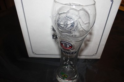 Erdinger Weissbrau Tall Beer Glass Celebrates World Cup Soccer Ball