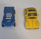 Transforming Car/Robot Dashbot Figures From 1984 Blue & Yellow Lot Of 2 Vintage