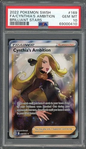 PSA 10 Cynthia's Ambition (FA) Brilliant Stars 169/172 Holo Pokemon Card B8