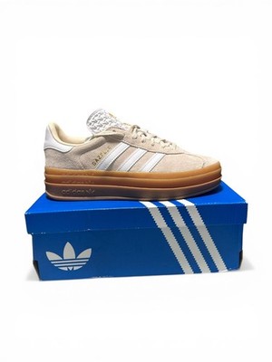 Adidas Gazelle Bold Stacks-Beige/White/Gold (JP9288) - Size 5.5y/6.5w