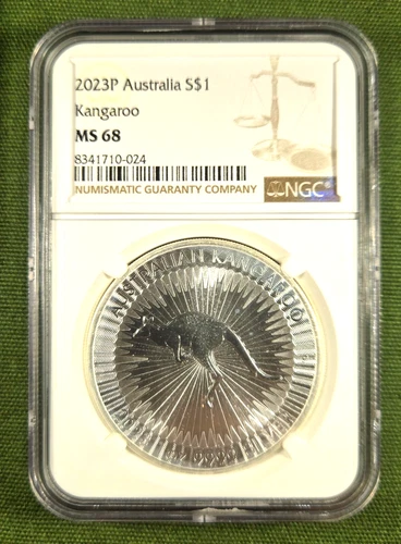 2023-P Australia $1  Kangaroo  1-oz .9999 Fine Sliver- NGC MS-68