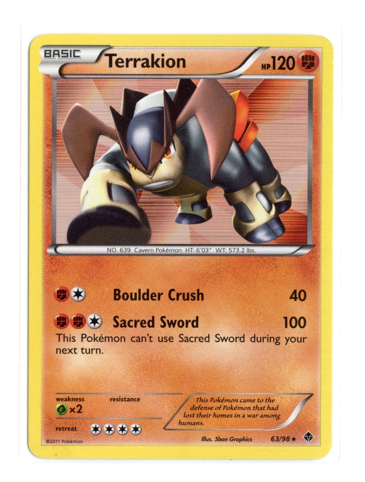 Terrakion 63/98 Holo Rare Holo Emerging Powers Pokemon LP