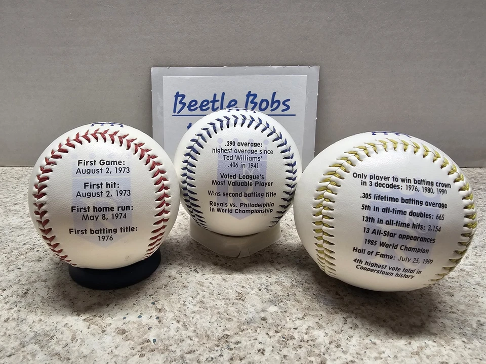 George Brett Kansas City Royals MLB 1999 Fotoball Baseball Lot Of 3 - Image 2 of 4