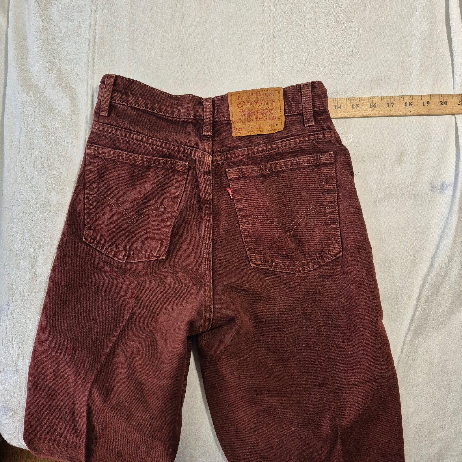 VTG LEVIS 521 JEANS TAPERED FIT LEG RUST RED SIZE 10 MEDIUM 28x30 MADE IN USA thumbnail 14