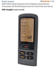 2166-330 Fireplace Remote Control Transmitter for RC300 Replacement for Heat ...