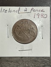 1980 Irish Two-Pence Coin Bird Harp Vintage Ireland 2P